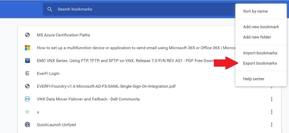 How To Export Bookmarks / Favorites in Chrome SIP Logic